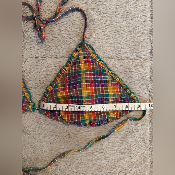 Xhilaration Plaid Green and Purple Multi Hue String Bikini Swimwear Set - Picture 8 of 14